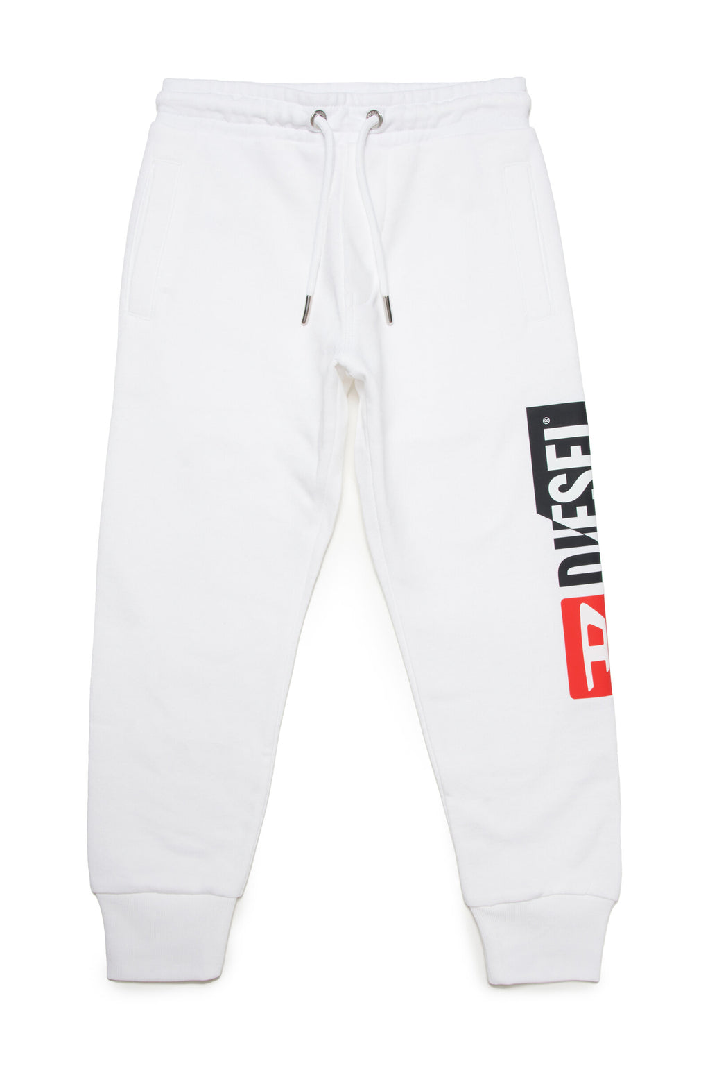 White jogger pants with Diesel double logo