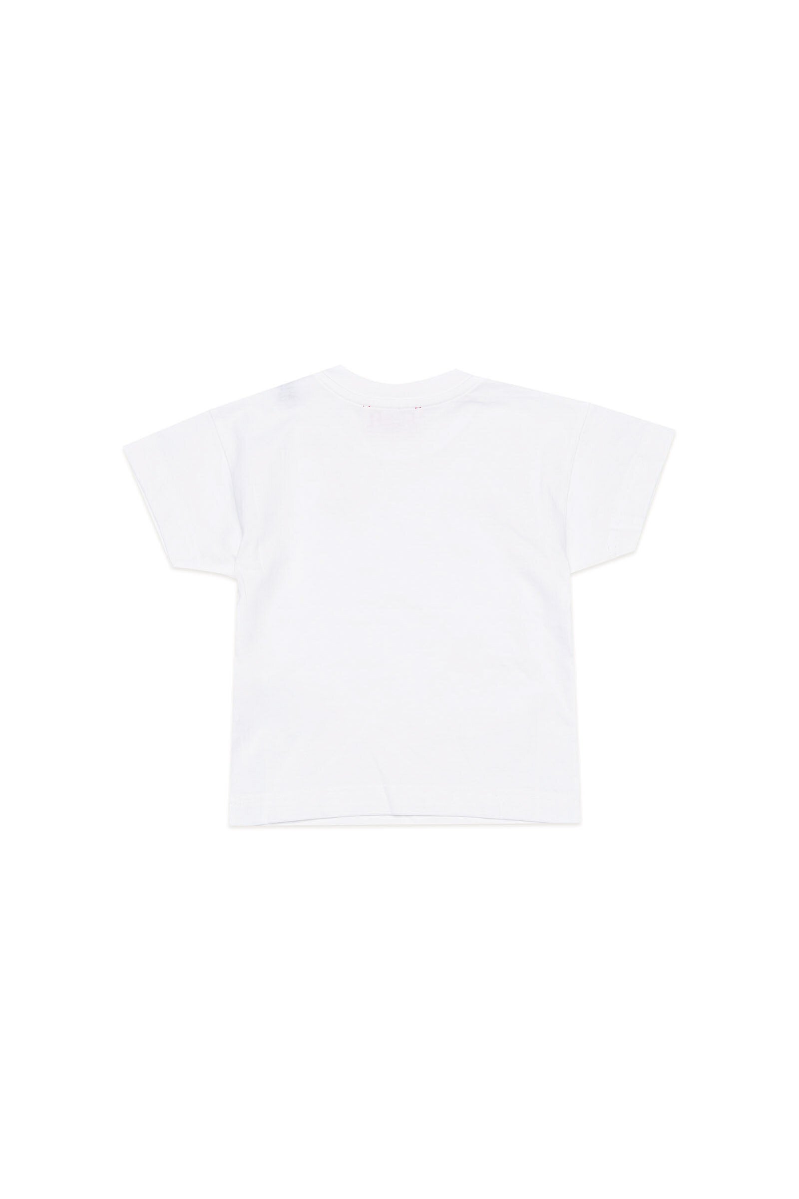 White jersey T-shirt with logo applique D