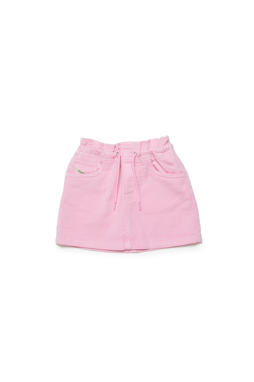Pastel pink denin skirt with drawstrings