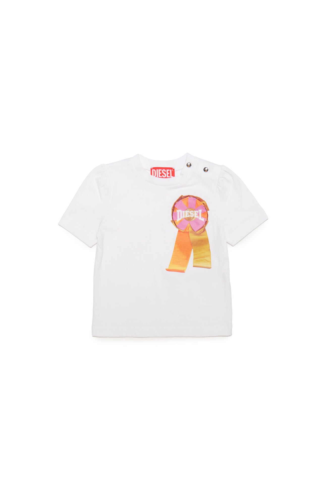 Crew-neck jersey T-shirt with rosette 