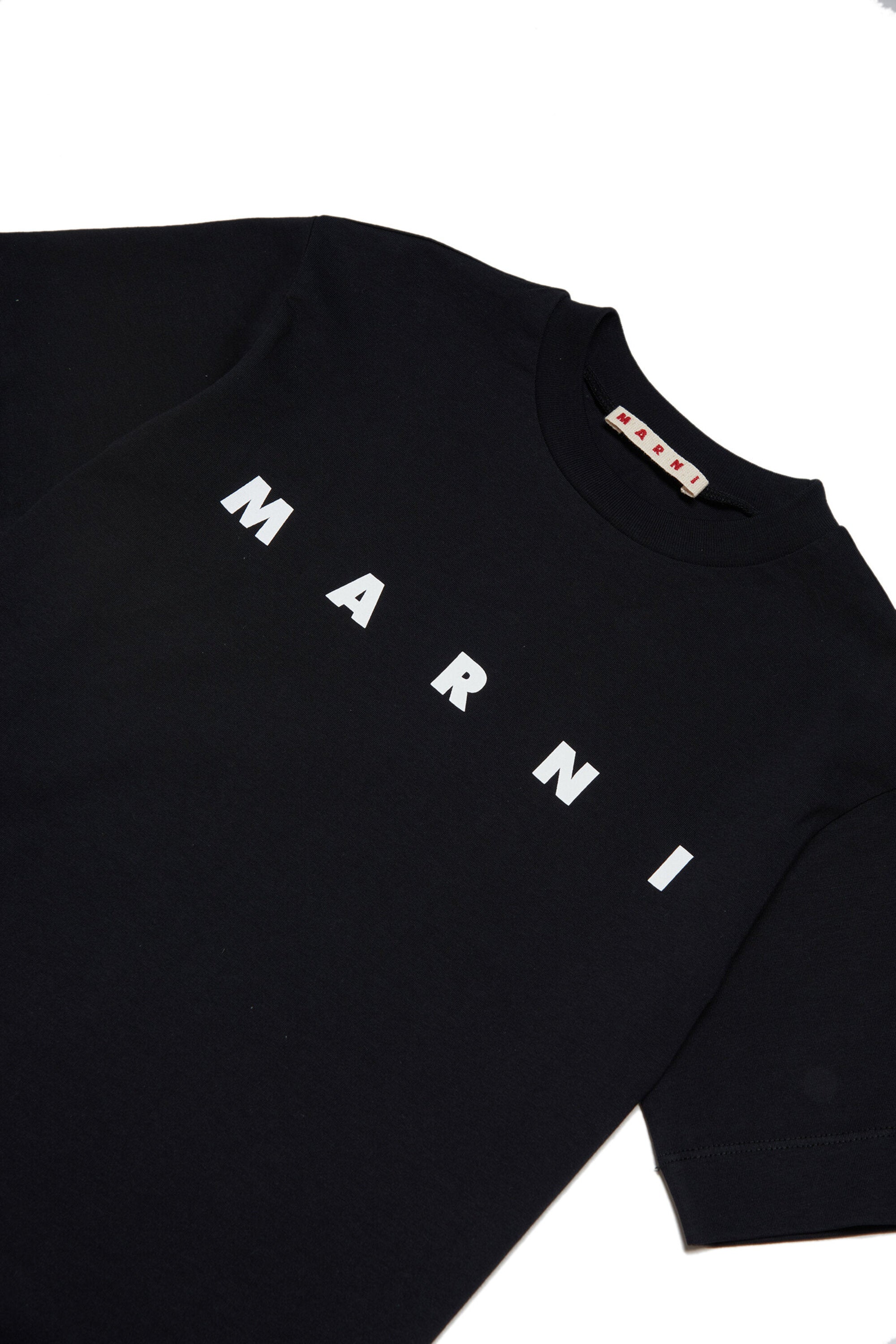 Marni black jersey t-shirt with logo for children | Brave Kid