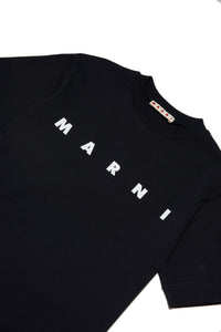 Camiseta negra de jersey con logotipo