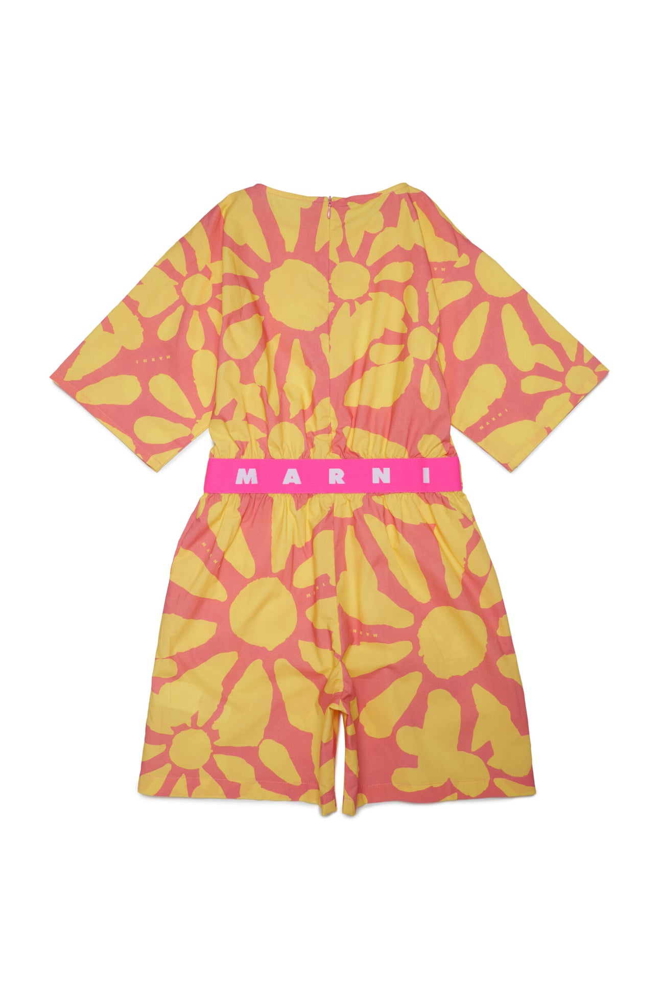 Mono corto de popelín rosa con estampado de margaritas Yellow Daisy Mono corto de popelín rosa con estampado de margaritas Yellow Daisy