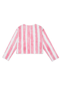 Peachy pink shirt in gabardine with allover striped pattern