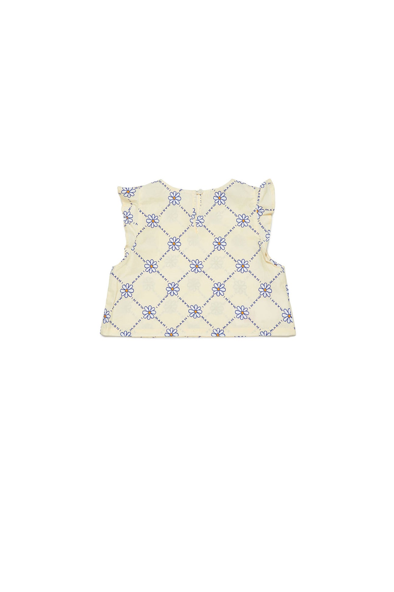 Cream sleeveless shirt in poplin with allover daisy pattern Cream sleeveless shirt in poplin with allover daisy pattern