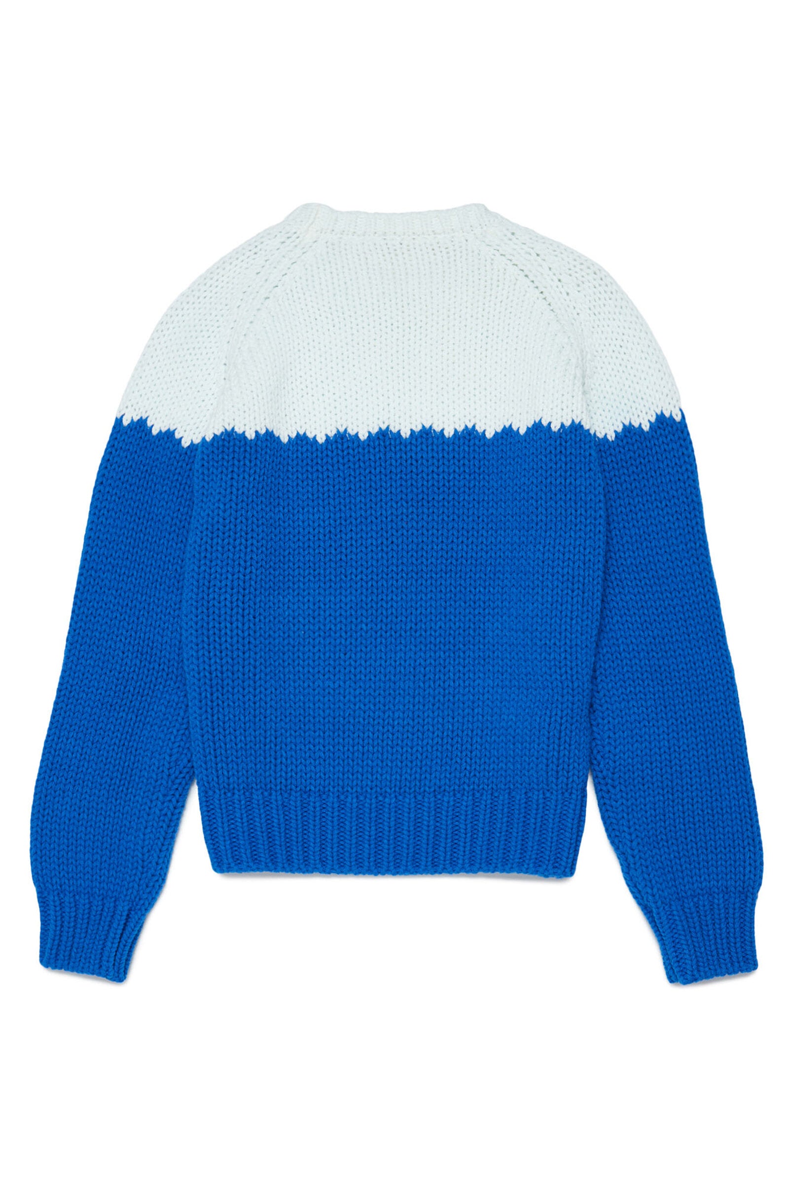 Blue cotton-blend sweater with printed face