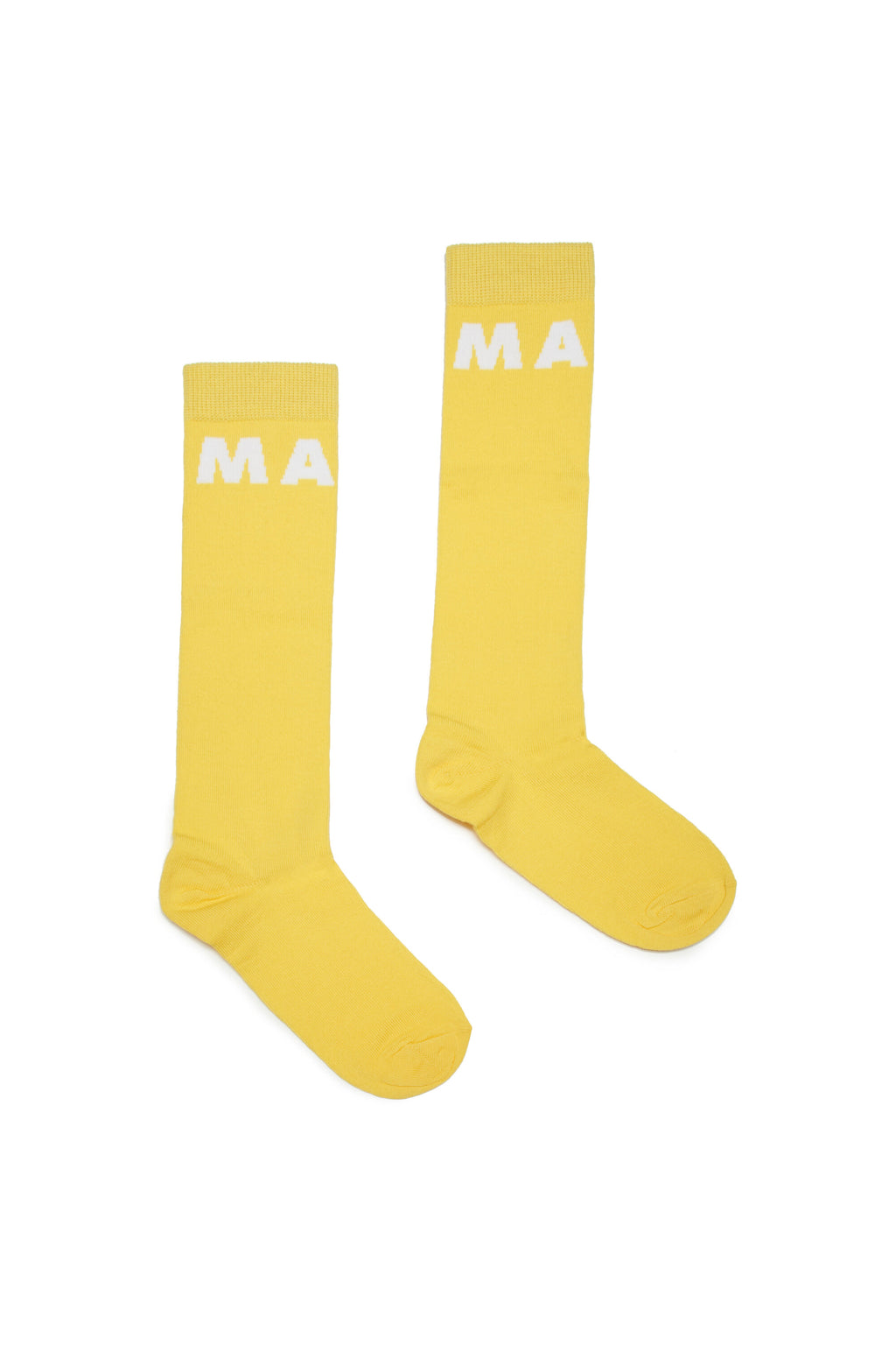 Yellow cotton long socks with logo