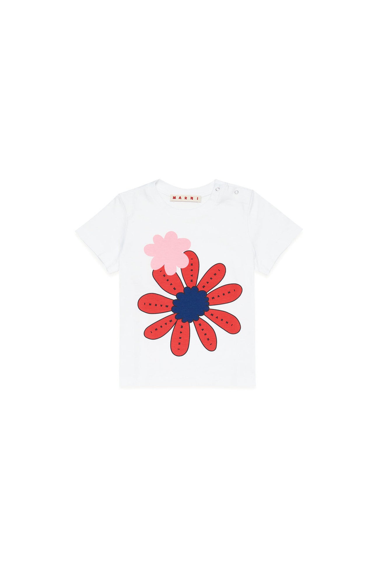 Camiseta blanca de algodón con estampado floral 