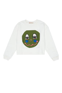 White cotton sweatshirt with printed face