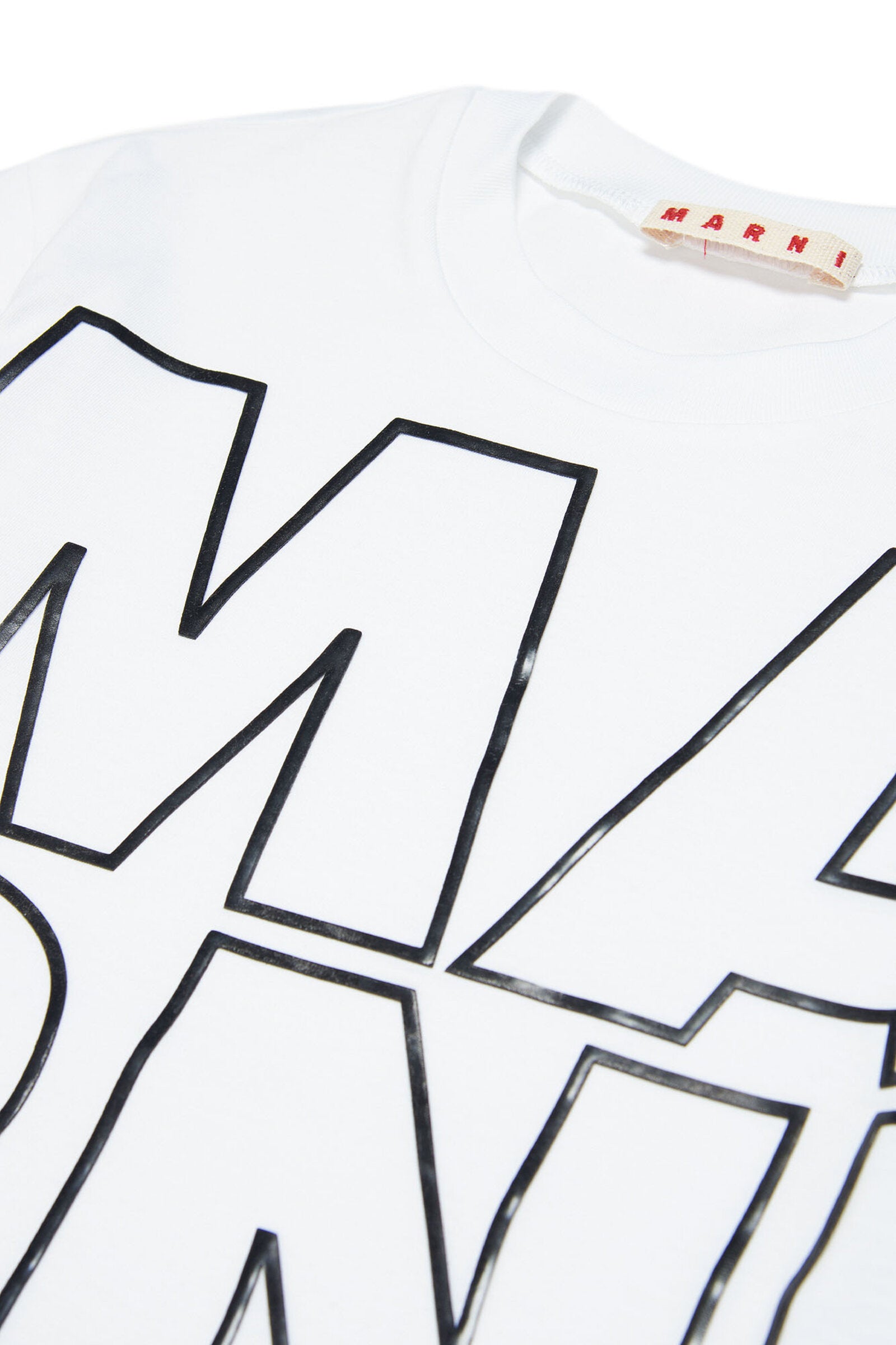 Marni white t-shirt in jersey with displaced logo for children
