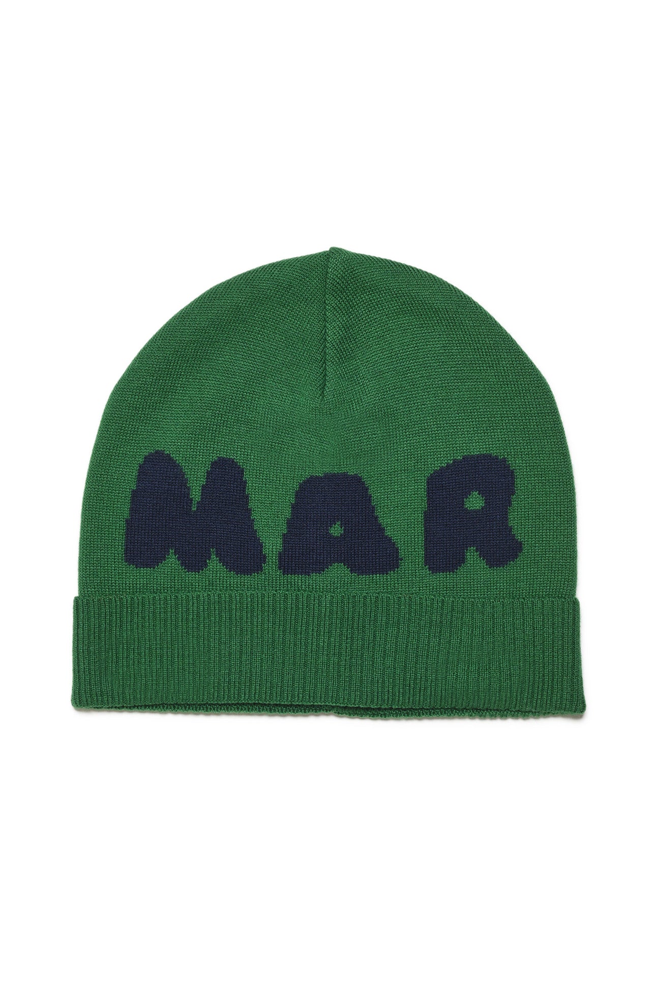 Wool-blend beanie cap with inlaid logo 