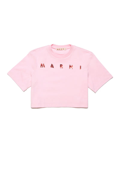 Marni girl crew-neck crop T-shirt in jersey | BRAVE KID