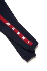 Pantalones deportivos de felpa colorblock con bandas con logotipo