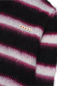 Jersey a rayas en mezcla de lana y mohair con capucha