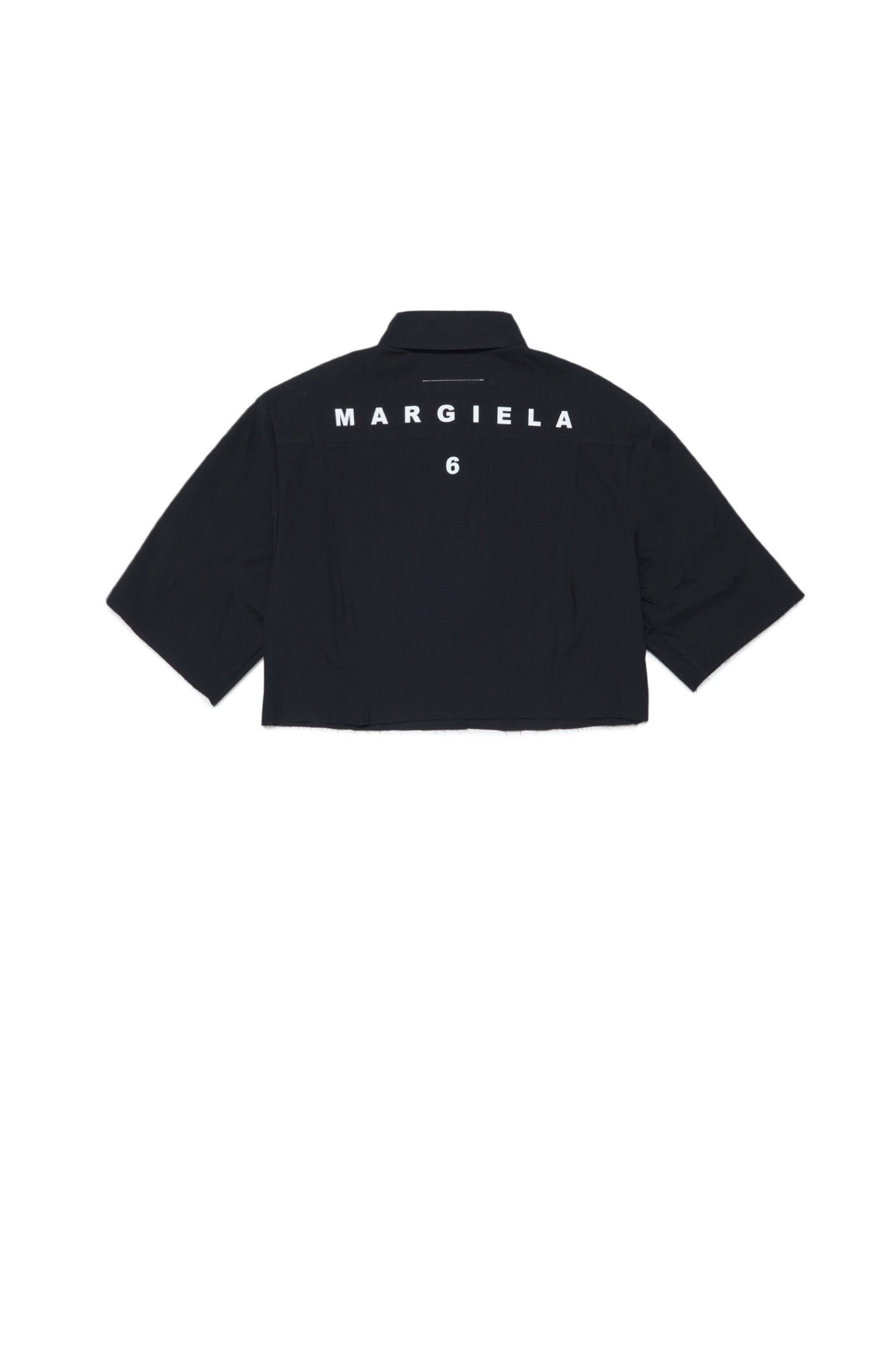Camisa negra cropped de popelín con logotipo minimalista Camisa negra cropped de popelín con logotipo minimalista
