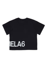 Black t-shirt in jersey with maxi-logo