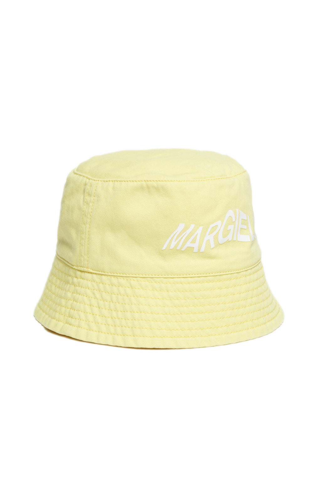 Yellow gabardine fisherman's cap with logo