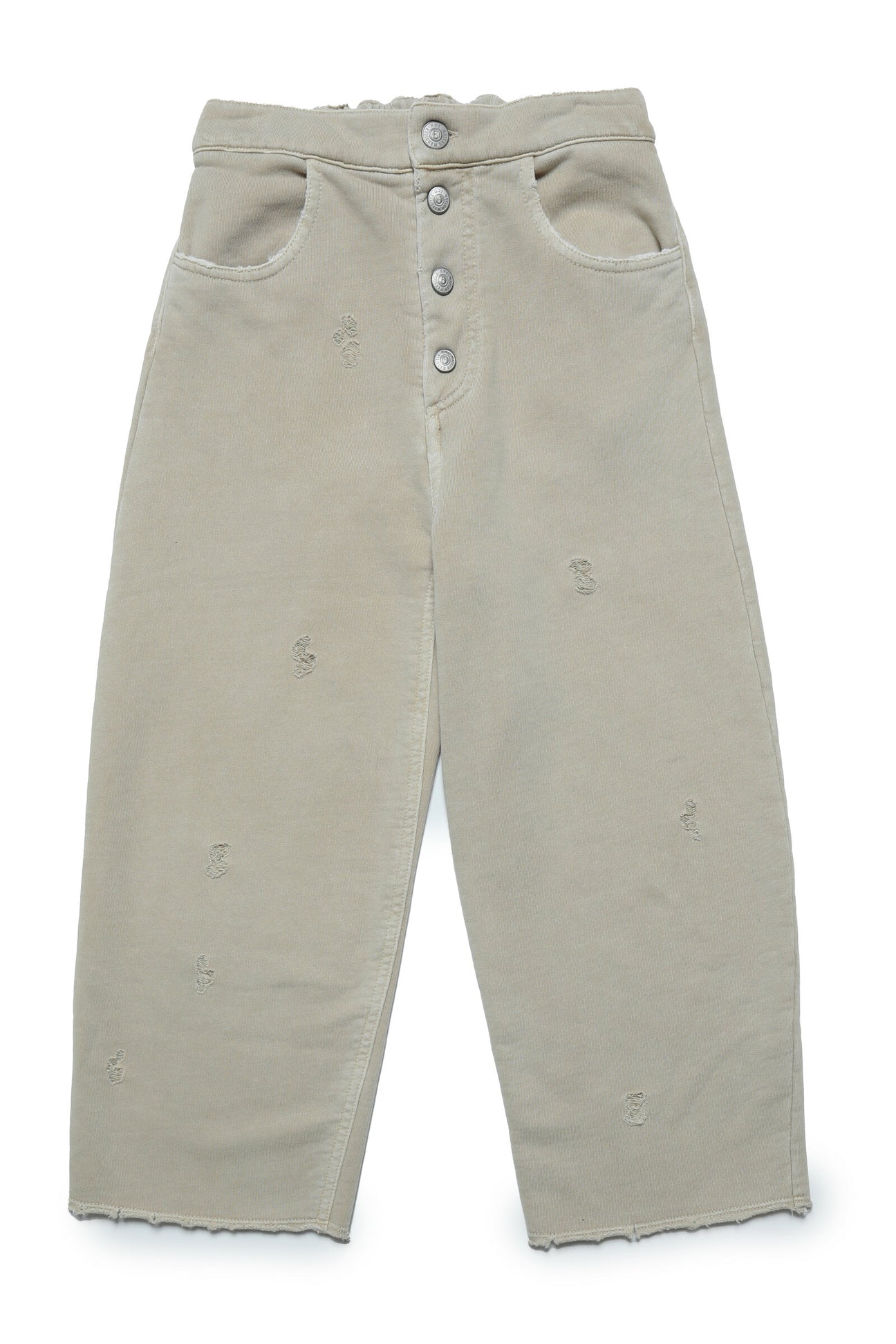 Pantalones de 5 bolsillos en felpa con rotos de efecto vintage 