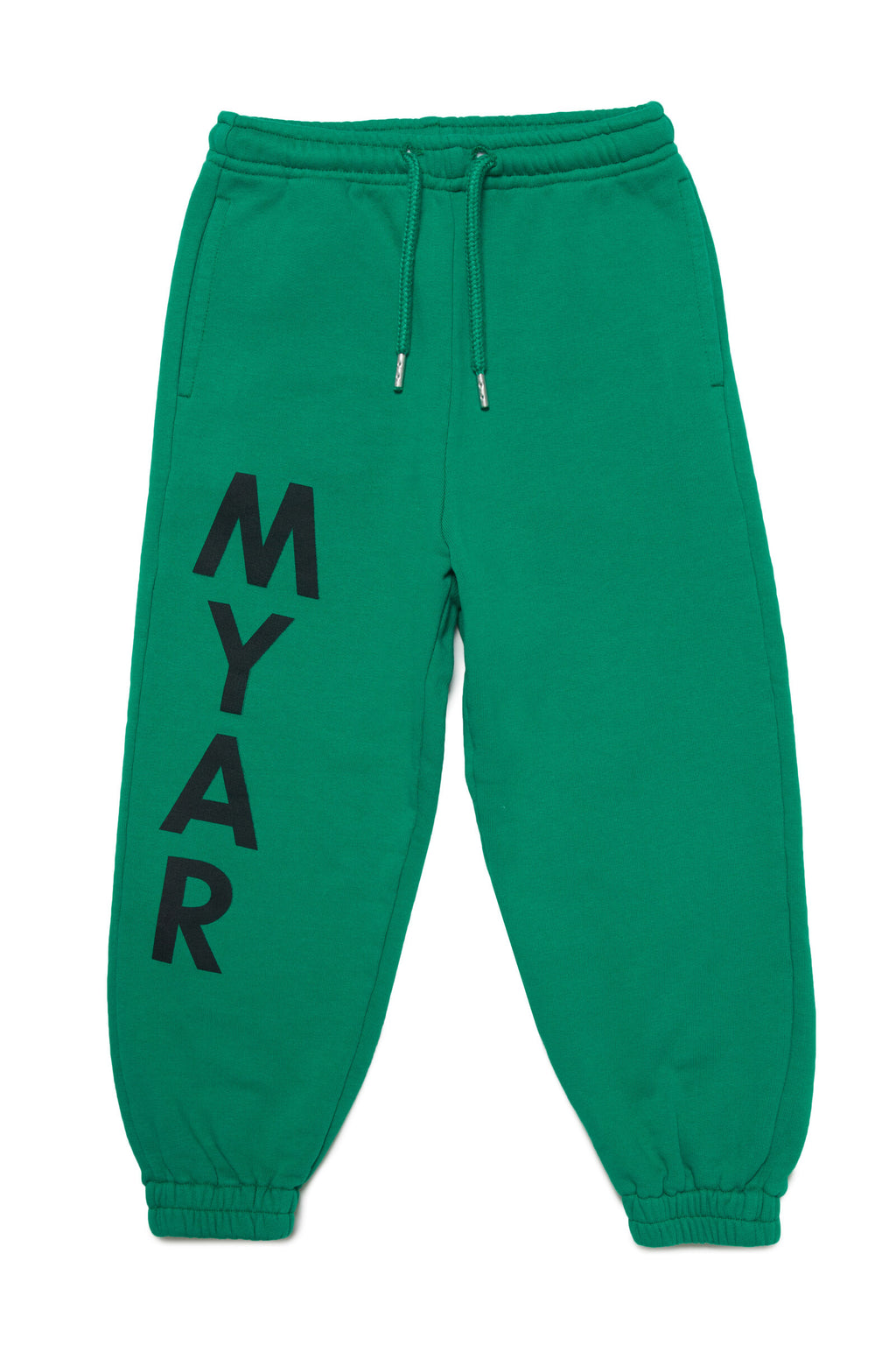 Deadstock green plush jogger trousers with vertical logo