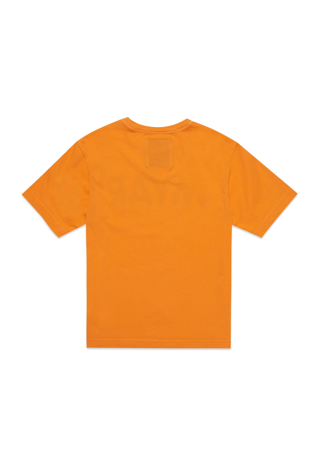 Crew-neck T-shirt in deadstock orange fabric with logo on the front Crew-neck T-shirt in deadstock orange fabric with logo on the front