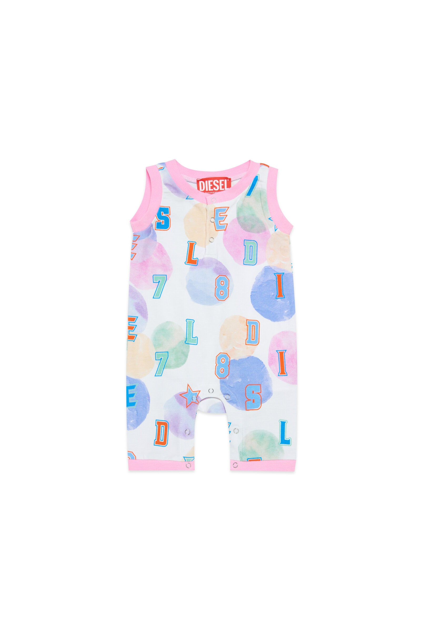 Diesel pastel pink jersey one-piece jumpsuit with bubble allover for babies