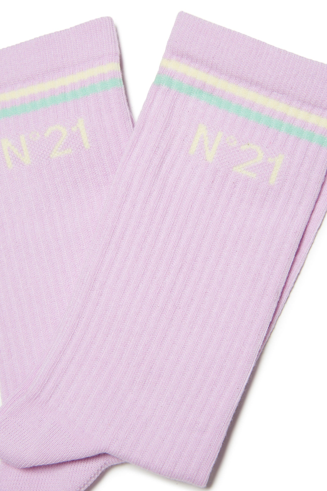 Pink cotton blend socks with stripes and logo Pink cotton blend socks with stripes and logo