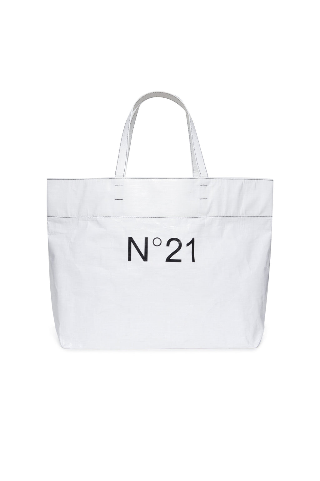 White shopper bag with institutional logo