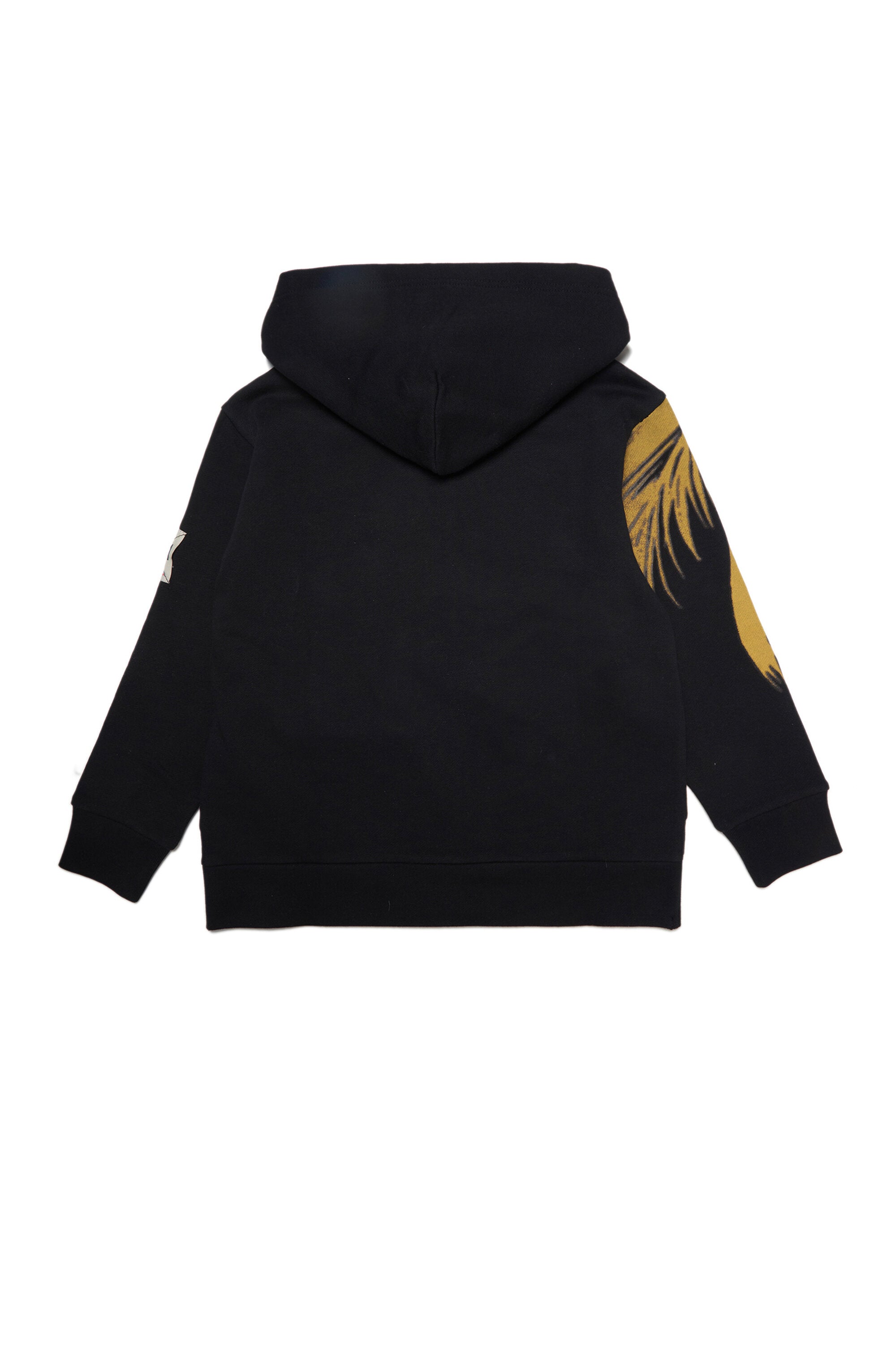 N°21 black cotton hooded sweatshirt with zip and summer print for children