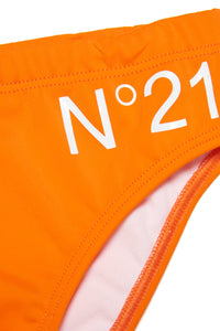 Fluo orange lycra swim brief with logo