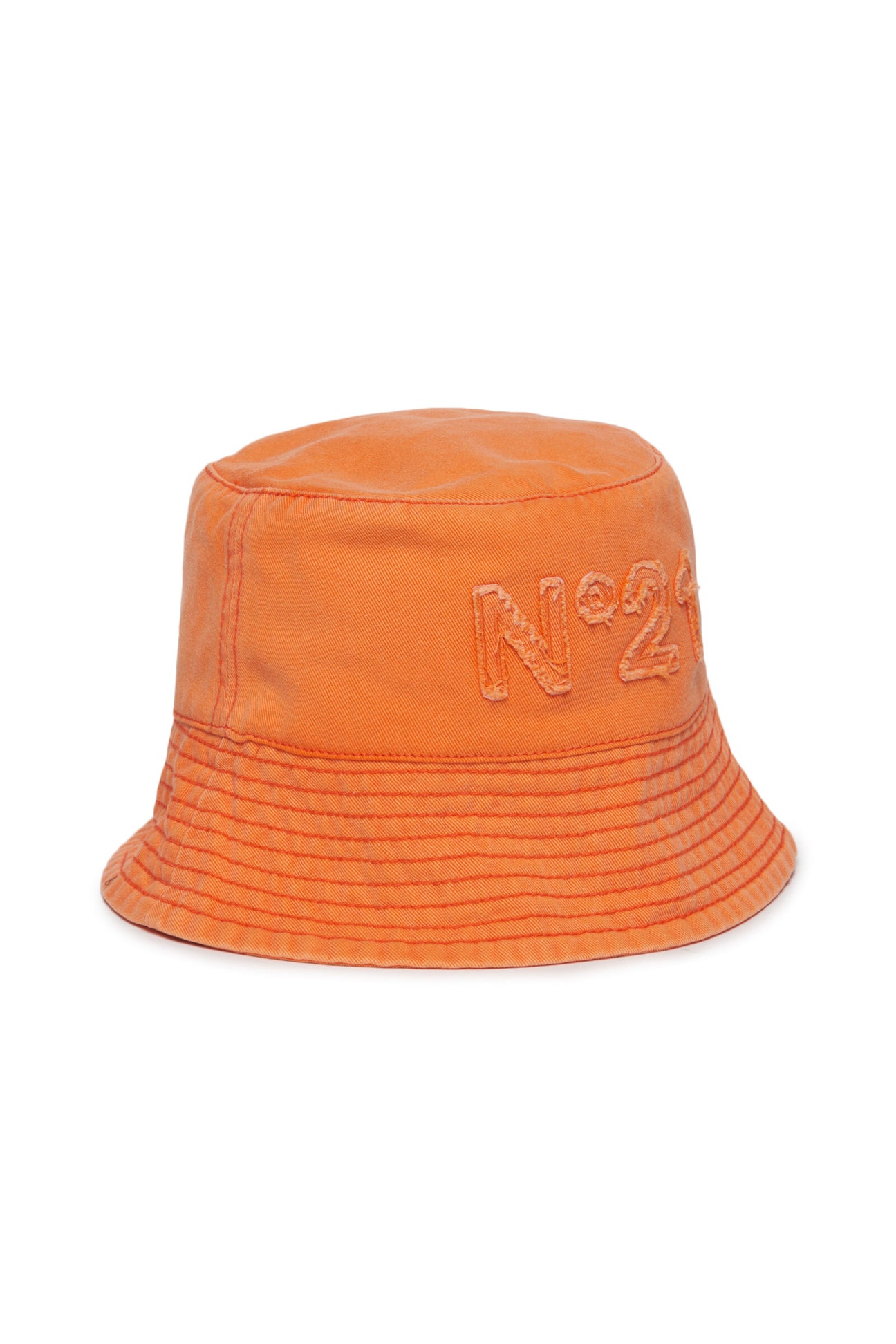 Fluo orange fisherman&#39;s cap in gabardine with logo 